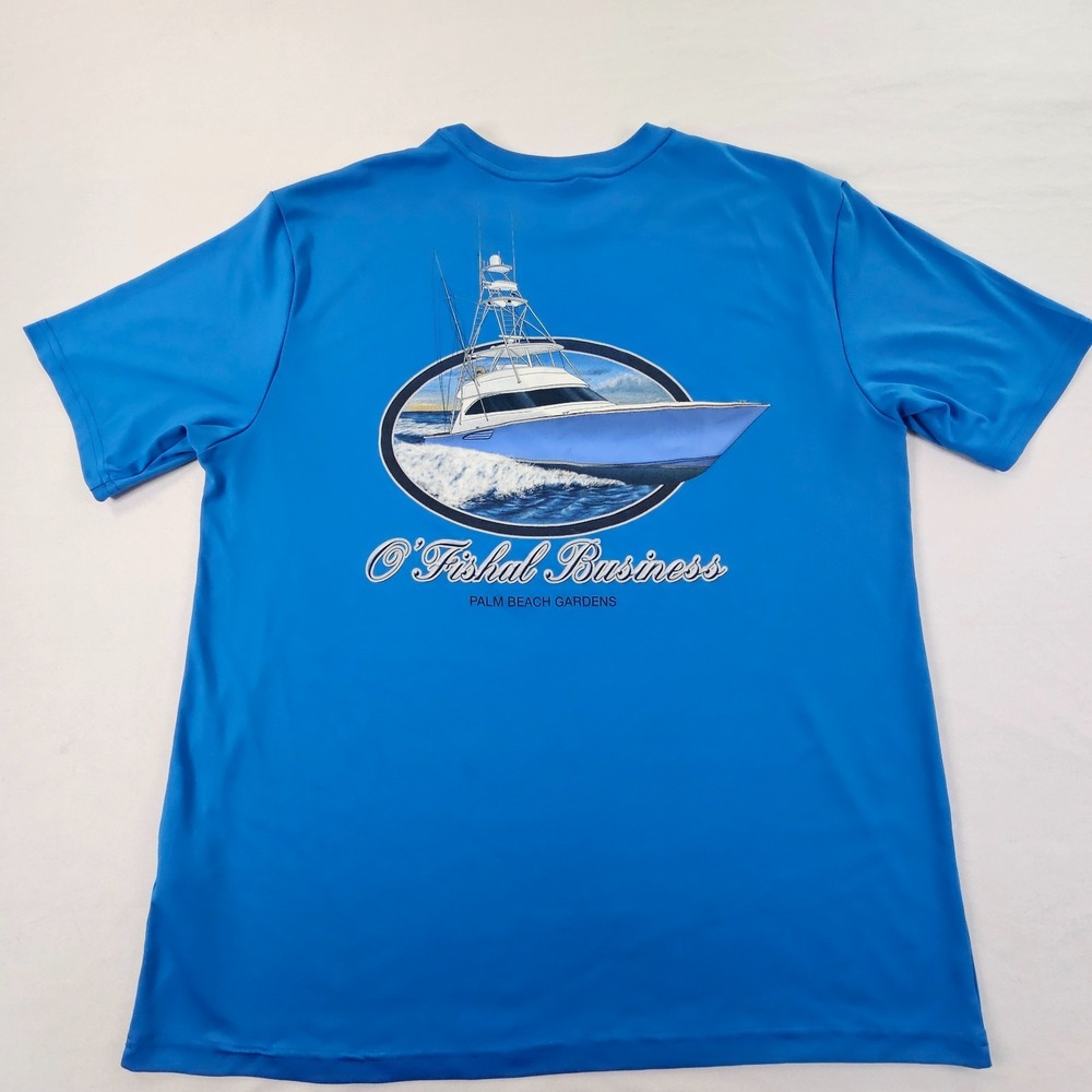 O'Fishal Business Yacht South FL Blue Short Sleeve Polyester T-SHirt Men's XL